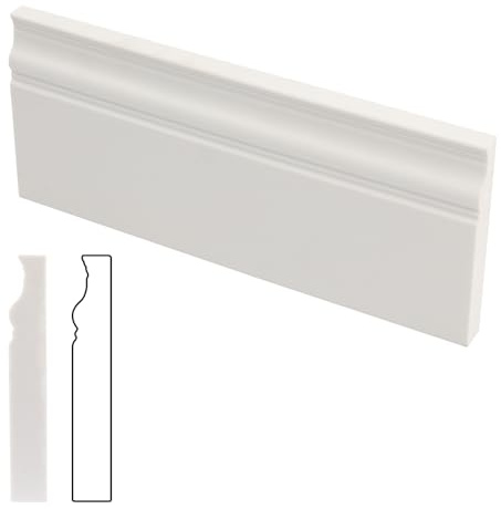 Lovdeco Engineered Marble Baseboard Trim, 5”x12” White Skirting Board for Kitchen Bathroom Wall Bottom, 4 Pack
