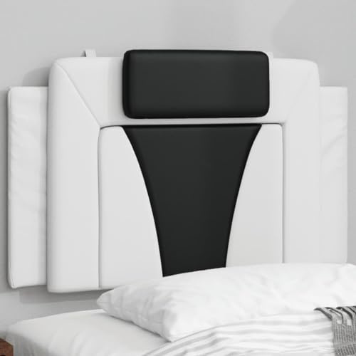 Mandloder Viana huvudgavel kudde av konstläder, 90 cm, vit-svart, elegant väggkudde för säng och ryggstöd, smutsavvisande