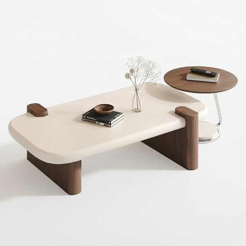 KAFHGEIN Estantería Moderna de Madera Maciza para Sala de Estar, Mesa Nido Salon, con Almacenamiento de Mediados de Siglo y Mesa Auxiliar