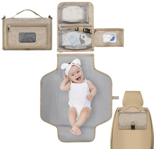 Matelas À Langer Portable – Tapis À Langer Imperméable Pour | Poche De Lingettes De Voyage De Grande Capacité Pour Sacs, Poussette, Extérieur, Soins De Bébé Et Utilisation En Déplacement, Couc