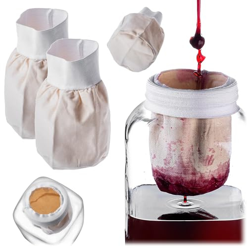 KADAX 2 sacchetti filtranti da 1 l, sacchetti per filtrare succo, liquore, vino e latte di noci, sacchetti per latte di noci, fazzoletto con elastico, panno per la spremitura, panno filtro