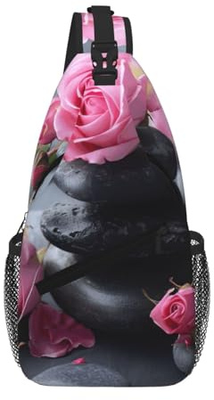 JBJGKHLP Spasten och rosblommor tryck unisex lätt kors bröstväska diagonal för resor vandring daglig midja ryggsäck