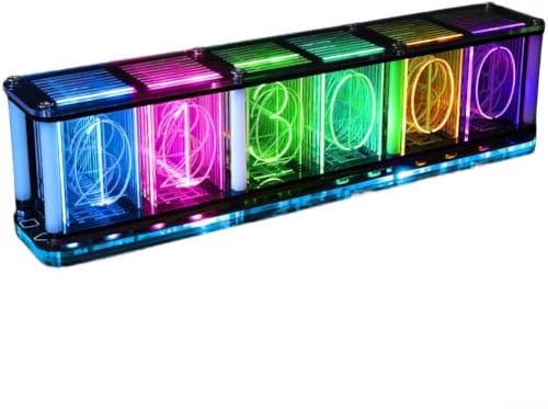 Nixie - Kit fai da te con orologio a tubo retrò con display a LED RGB con spettro musicale e design analogico a tubo luminoso, effetti cromatici dinamici e cronometraggio accurato, alimentazione da 5
