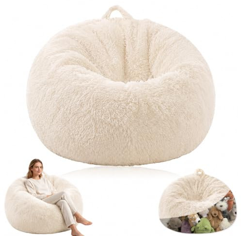 Yuragim Sittsäcksstol för barn och vuxna, mysig fuskpäls sittsäck överdrag 70 x 80 cm, beanbag-skydd utan fyllning, tvättbar och påfyllbar, pufffodral för vardagsrum sovrum gaming