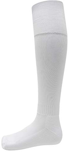clicktostyle School Uniform Football Socks Unisex Youth 1 Pair Size 4-6 Soccer Hockey Rugby Knee High (White)