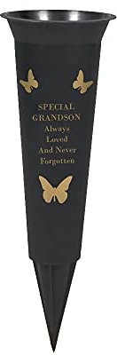 Sostenedores de flores para tumbas o jarrones conmemorativos – decoraciones personalizadas, de plástico para tumbas y regalos conmemorativos grabados con versos funerarios para tus seres queridos; 1