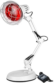 Relassy Lampada Infrarossi, 150W Lampada Riscaldante Infrarossi, 10 Livelli di Temperatura Luce Infrarossa con Timer, Infrared Lamp per Alleviare Ll Disagio Muscolare, Red Light per Saloni di Bellezza