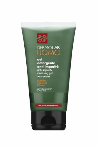 Dermolab Uomo - Gel Detergente Anti Impurità, per Pelli Grasse, con Pool di Acidi della Frutta e Ialuronici, Effetto Purificante e Opacizzante, Dermatologicamente Testato, 150 ml