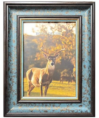 MUAMAX 5x7 Vintage Photo Frame Antique Picture Frame 7x5 Portrait Blue Photo Frames 13cm x18cm Tabletop Frames Display Home Office Decor Gifts（NO REAL GLASS