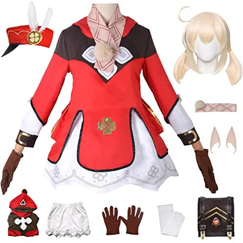 AGENCO Klee Kostüm Damen Cosplay Outfit Uniform Set Anime Spiel Dress Up Anzug Rollenspiel Für Karneval Verkleidung Weihnachten Party Halloween