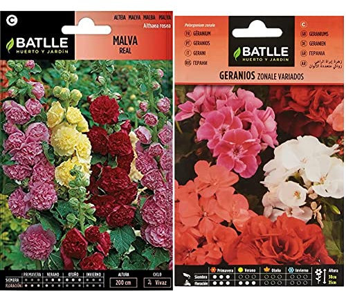 SEMILLAS BATLLE, Malva REAL VARIADA & Geranios ZONALE Variados