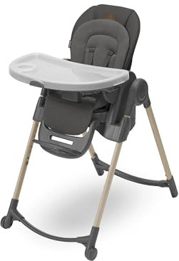 Maxi-Cosi Minla Kinderhochstuhl Mitwachsend, 0–14 Jahre, bis zu 60 kg, Hochstuhl Baby, 9 Höhenstufen, 5 Neigungspositionen, 4 Tablettpositionen, kompakt faltbar, Eco Care, Beyond Graphite