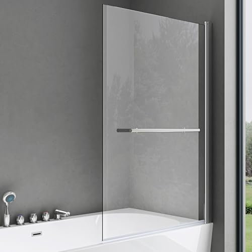 doporro Paroi de douche design 90 x 140 cm pour baignoire, paroi de douche, en verre de sécurité ESG de 6 mm avec revêtement nano