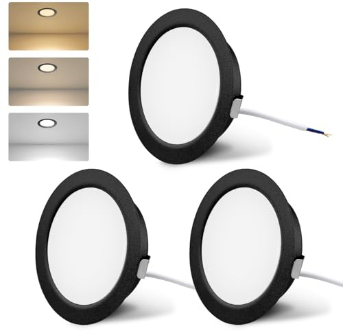KYOTECH Faretti LED da Incasso per Mobili 230V 3.5W G4 300LM, 3000K Caldo 4000K Neutro 6000K Freddo Faretto da Incasso in Acciaio Inox, al Posto delle Lampade ad Alogene Nero Set di 3