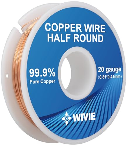 Ren koppartråd, halvcirkelformad (total mjuk), koppartråd som används för smyckestillverkning (100 g, 0,8 mm x 0,4 mm)