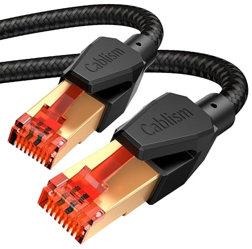 cablism Cavo Ethernet 12 metri,Cat 8 Cavo di rete 15m 20m 30m LAN 40 Gbps schermato SFTP Internet 2000 MHz RJ45 Cavo patch placcato oro (12Metri)