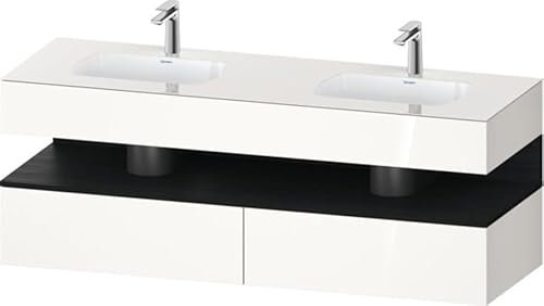 Duravit Qatego lavabo encastré avec meuble sous-lavabo en console, 1600x550x600mm, niche chêne noir, lavabo double, QA4797016220000, Couleur: blanc