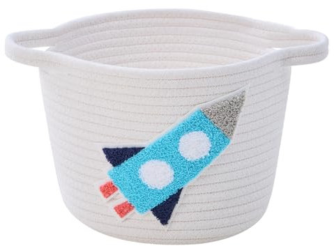 Razzo Baby Handmade Storage Basket - Cute Scatola di Stoccaggio Del Giocattolo Animale Con Maniglie,Baby Shower e cestino Regalo Della Decorazione Della Stanza Dei Bambini(Bianco)