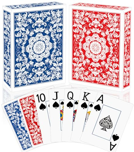 Sondeng 2 Pack Playing Cards Deck of Cards Professional Poker Set Jumbo Index Large Print Playing Card for Adults Seniors,Card Games for Night Party Playing Card for Family Companion Blue Red