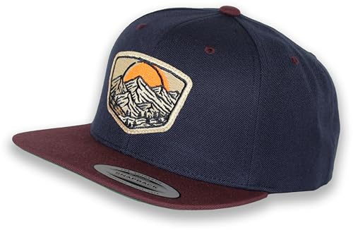 Berretto Flexfit Snapback: Alpen – Outdoor Cappi Natura Alberi Foresta Uomo & Donna Cappellino Cappellino da baseball Outdoor per Arrampicata Alpinismo Attrezzature Escursioni Accessori, Navy / Maroon