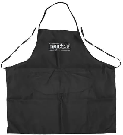 Brigros MasterCook - Grembiule BBQ Uomo in Tessuto Ignifugo, Grembiule da Barbecue Nero con Tasche, Resistente E Lavabile in Lavatrice, Ideale per Grigliate E Cucina da Esterno