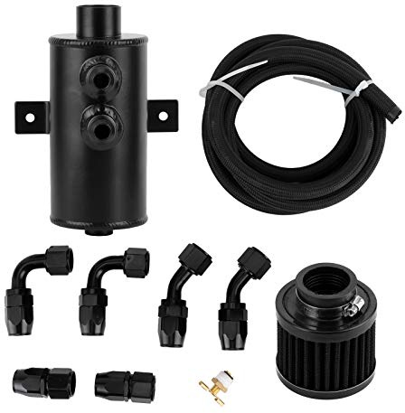 Brilluxa Motor Oil Catch Can Kit, AN10 Aluminium Baffled Reservoir, 750ml Oil Separator Tank, Engine Breather Tank with Hose Fitting Filter