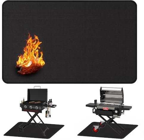 150 x 100cm Alfombra Barbacoa Exterior, Alfombra Ignifuga Barbacoa de Fibra de Vidrio Silicona, Alfombra Ignifuga para Chimenea Resistente al Aceite para Hoguera, Suelo, Chimeneas, Pradera