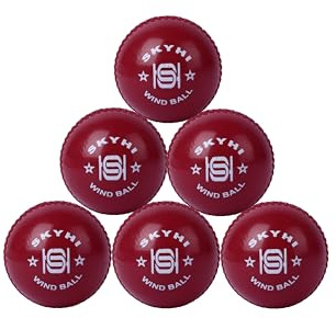 Skyhi Wind Cricket Balls - Soft Practice Training Wind Cricket Balls for Indoor & Outdoor - Soft Practice Training Cricket Ball for Cricket Coaching Bowling Pack of 6 (RED)