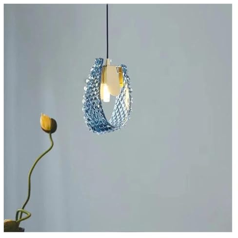 Lámparas Colgantes de diseño Modernas con LED de Cristal de Hoja de Pavo Real Azul, iluminación de Techo con Lustre de Cobre, luminaria de suspensión