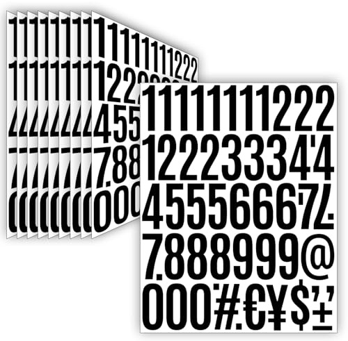 Lot de 540 autocollants numérotés de 50 mm - 10 feuilles noires - Chiffres adhésifs résistants aux intempéries - En vinyle - Pour boîte aux lettres, numéro d'adresse, numéro de maison