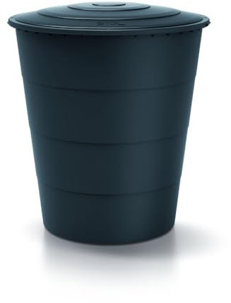Kreher® XXL Regentonne 'Smooth' 510L mit Deckel und Standfuß (optional). Aus Kunststoff in Anthrazit/Grau. Dezente Optik im runden Format, zeitlos und modern. (Anthrazit, Mit Deckel)