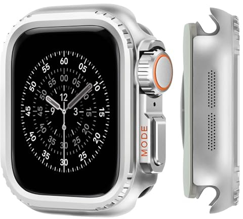 Suphart Metallfodral kompatibelt med Apple Watch Series 11/10 46 mm-fodral, 2-i-1 rostfritt stål skyddsskal robust stötfångare med bakram för iWatch 11/10 46 mm, matt silver