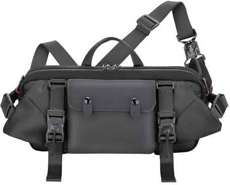SWICKY Cross Body Bag Men, 4L Sling Bags for Men, Crossbody Chest Pack with Adjustable Shoulder Strap, Water-Resistant, Travel, Daily Use, Cycling, Hiking, Black
