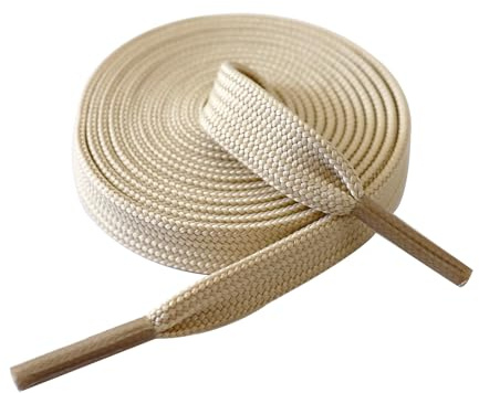 SUBAUM 2 Paires Lacets Plats Larges 10 mm, Lacets de Remplacement pour AF1 High, Jordan, Dunk High, Sneakers Montantes et Baskets, Beige - 140cm