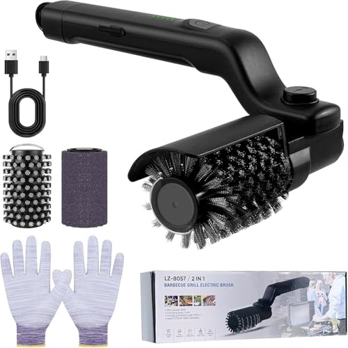 ZVD Spazzola Elettrica per Grill, Spazzola per la Pulizia Della Griglia del Barbecue in Acciaio Inossidabile, Pulisci Griglia Bbq Elettrico, Adatto per Cucina e Barbecue (1PC)