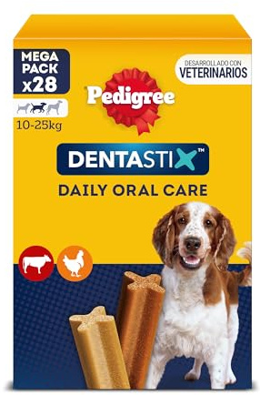 Pedigree Dentastix Snack Dental para la Higiene Oral de Perros Medianos (4 Paquetes de 28ud)
