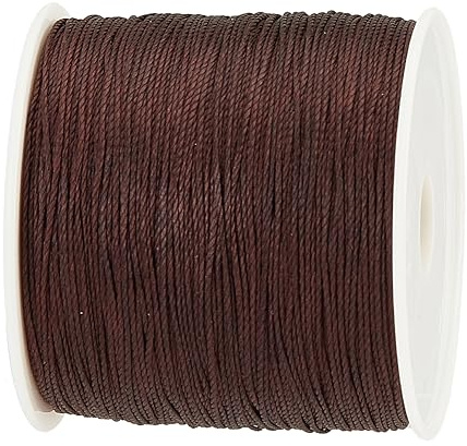 PH PandaHall 106m Cordon ciré Marron, 0,5 mm Cordon en Polyester ciré Fil ciré Chaîne de Perles Chaîne Artisanale cirée pour Bijoux de Collier de Bracelet Perles de Taille Artisanat en macramé