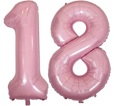 DIWULI Globos de Cumpleaños 18 Años XXL Rosa - Número 18