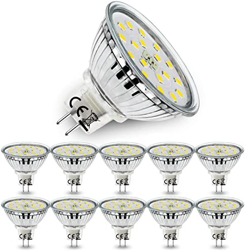 Allesgute 10x 5W GU5.3 LED Light Bulbs Cool White 6000K 450lm | Energy Saving Lightbulb Eqv. 45W Halogen Spotlight, 12V Bi-Pin Bulb, 120° Beam Angle