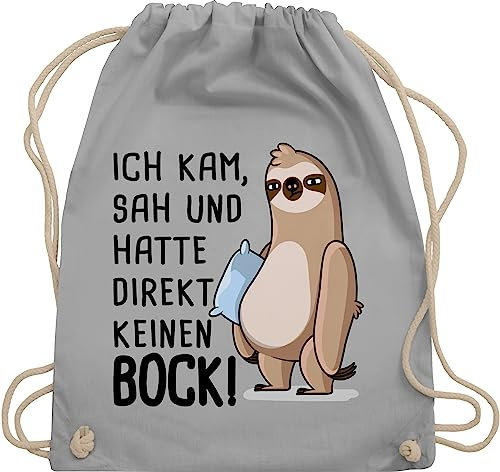 Shirtracer Turnbeutel Rucksack - Sprüche Statement - Hatte direkt keinen Bock - Faultier - Unisize - Hellgrau - mit aufschrift kam sah beutel statements faultiere stoffrucksack sprüchen￼ faultier,