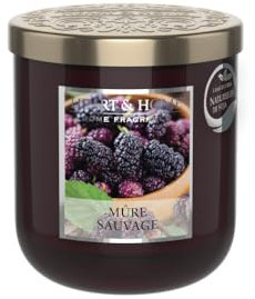HEART & HOME - Duftkerze auf Basis von natürlichem Sojawachs für Zuhause - kleines Glas Wildbrombeere - 30h Brenndauer - Geschenk, Dekoration und Duft für Zuhause - Glas