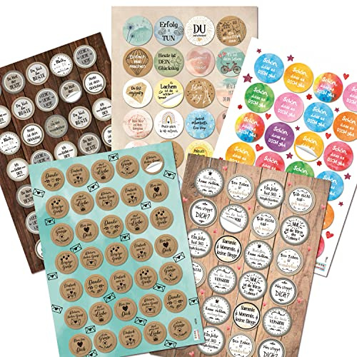 Logbuch-Verlag 142 Aufkleber Set Sticker Sprüche Geburtstag Liebe Freunde Karten Etiketten für Geschenke 3,2 und 4 cm
