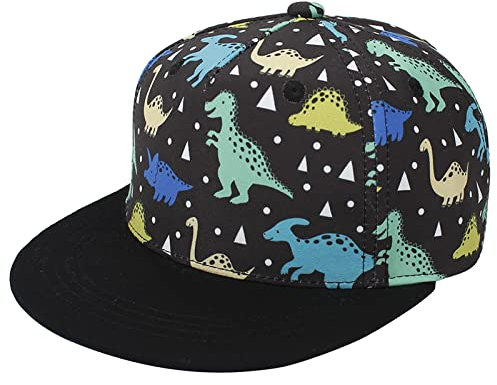 Malaxlx Dinosaurier Schwarz Baby Baseball Cap Sonnenhut UV Schutz Sommerhut Verstellbar Kinder Snapback Cap Baseballkappe Schirmmütze für 4-8 Jahren Mädchen Jungen