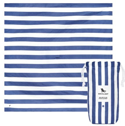 Dock & Bay Picnic Blanket - Quick Dry & Water Resistant - 100% Recycled Materials - Large (170x170cm) - Whitsunday Blue