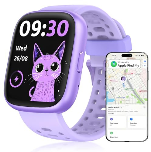 Fitness Tracker Watch for Kids, No APP/Phone Required Pedometer Watches Compatible with Apple Find My, Heart Rate, Sleep Monitor Calories Step Counter Waterproof Gifts for Boys Girls Ages 5-12