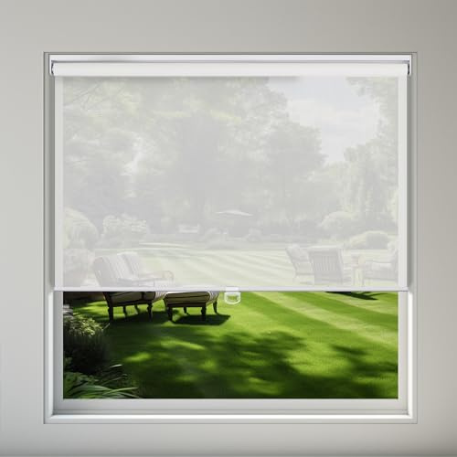 Sulugood 10％ Cordless Light Filtering Roller Blinds Window Shade, UV Protection Fabric, Easy Installation Solar Shades for Windows, Hotel, Office, Home,White.Custom Sizes