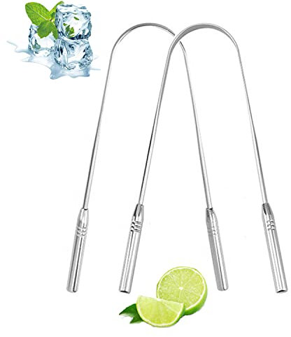 Zungenreiniger Edelstahl 304(2 Stück), 100% Bestes Antimikrobielles Material - Stabilere Griffe, Zungenreiniger | Tounge Scrapper | Zungenschaber Gegen Mundgeruch