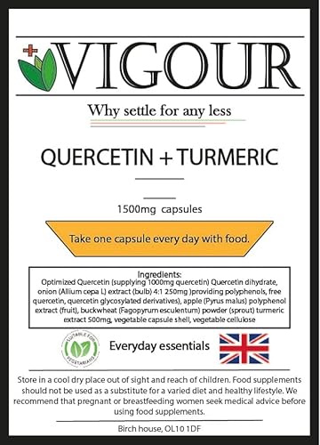 Quercetin with Turmeric - 60 High Strength 1500mg Capsules