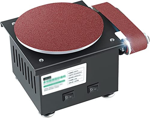 Electric Mini Disc Sander, 6 Inch Polishing Grinder - High-Speed Knife Sharpener with Adjustable Speed | Wood Crafts, Metal & Stone Grinding | 0-8000RPM Abrasive Belt Included
