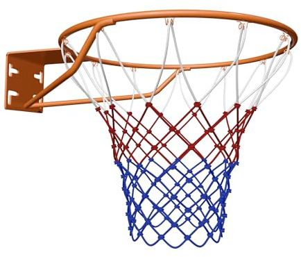 THUNDERBAY 18 inch Standard Simple Hollow Basketball Rim for Replacement or Garage Mount with All Weather Net